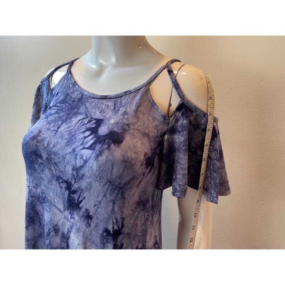 NWT Penelope Tree Womens Shift Dress Tie Dye Round Neck Short Sleeve Navy SZ 12 - Picture 4 of 9
